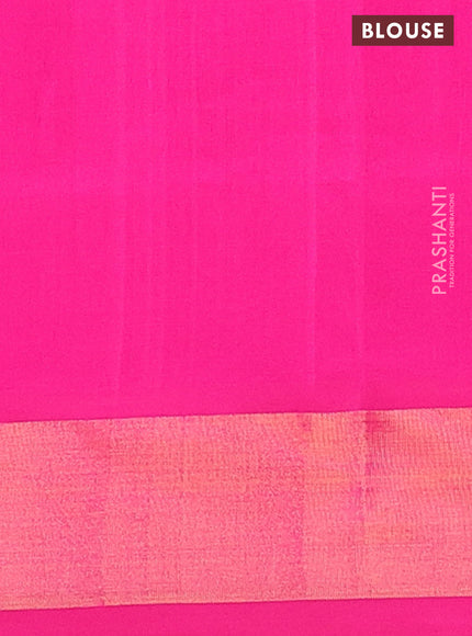 Semi silk cotton saree grey and pink with thread & zari woven paisley buttas and zari woven border