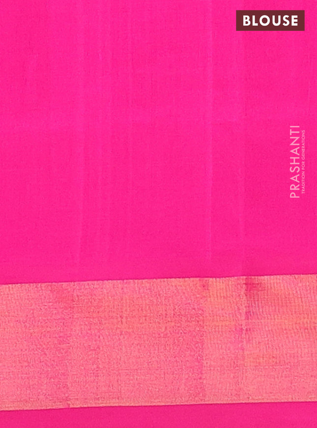 Semi silk cotton saree grey and pink with thread & zari woven paisley buttas and zari woven border