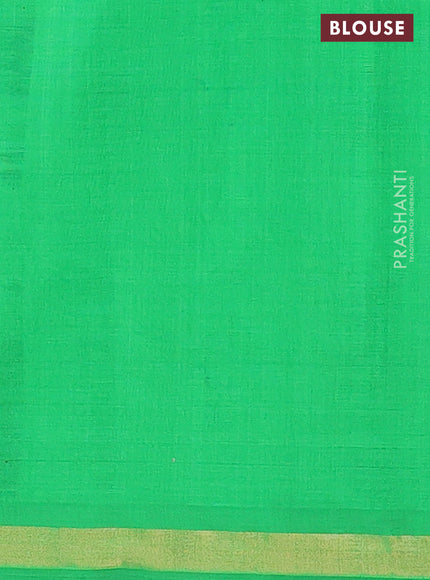 Semi silk cotton saree maroon and green with zari woven buttas and zari woven border