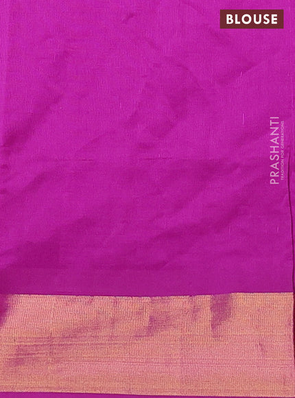 Semi silk cotton saree yellow shade and purple with thread & zari woven buttas and zari woven border