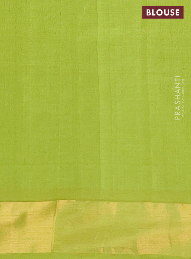 Semi silk cotton saree deep maroon and light green with thread & zari woven buttas and zari woven border