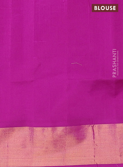 Semi silk cotton saree yellow and purple with thread & zari woven buttas and zari woven border