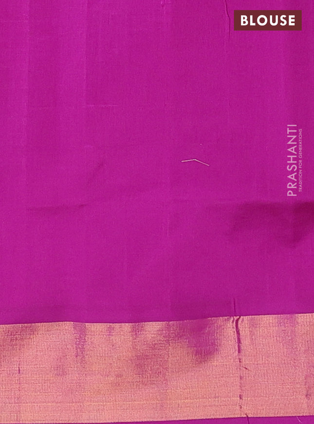 Semi silk cotton saree yellow and purple with thread & zari woven buttas and zari woven border