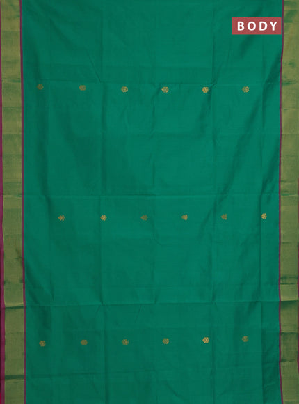 Semi silk cotton saree green and pink with zari woven buttas and zari woven border
