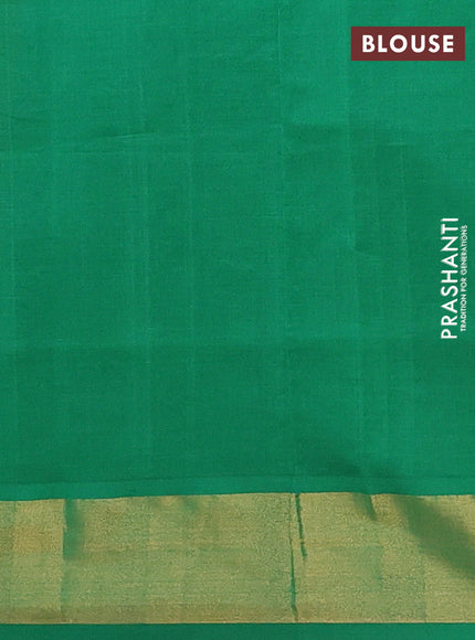 Semi silk cotton saree orange and green with thread & zari woven buttas and zari woven border