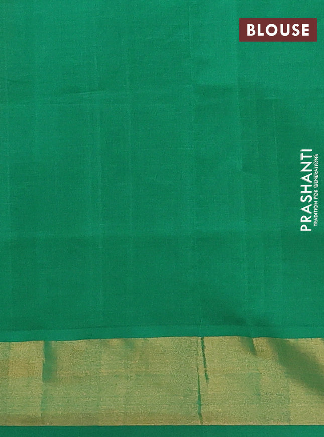 Semi silk cotton saree orange and green with thread & zari woven buttas and zari woven border