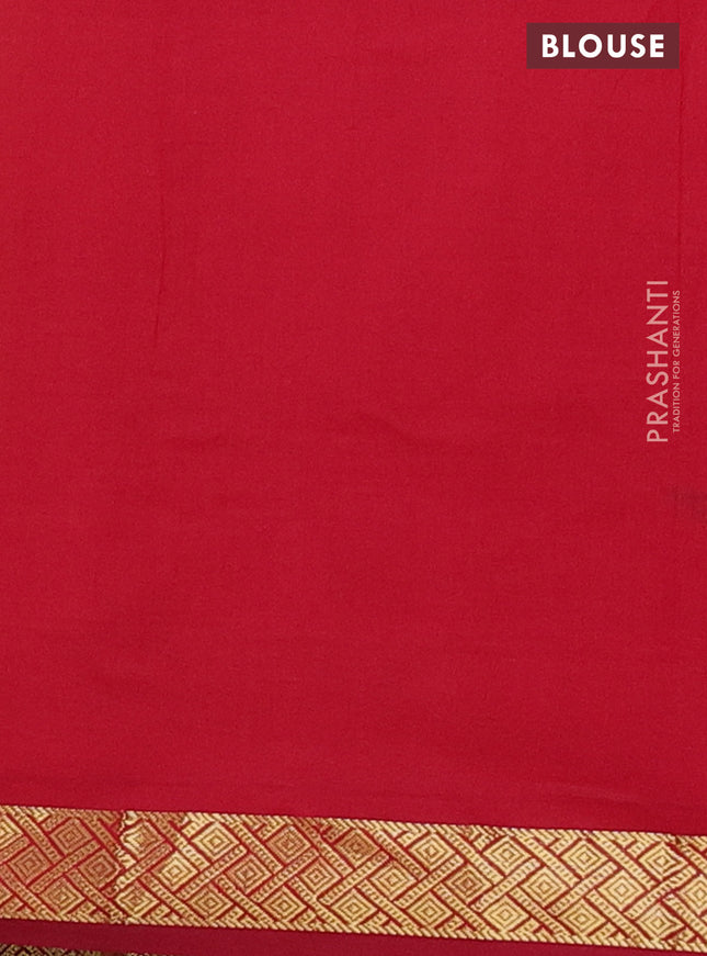 Semi silk cotton saree lime yellow and red with plain body and zari woven border