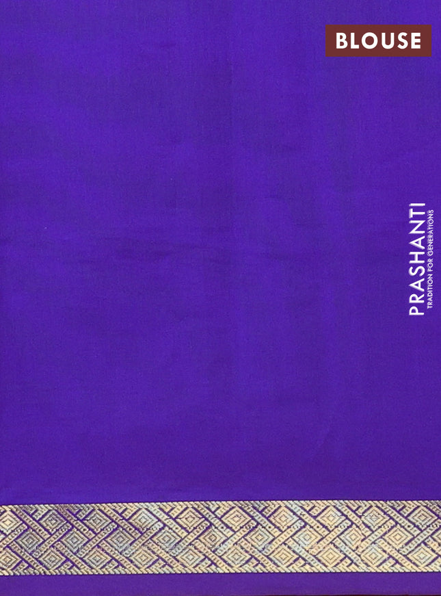 Semi silk cotton saree rustic orange and violet with plain body and zari woven border