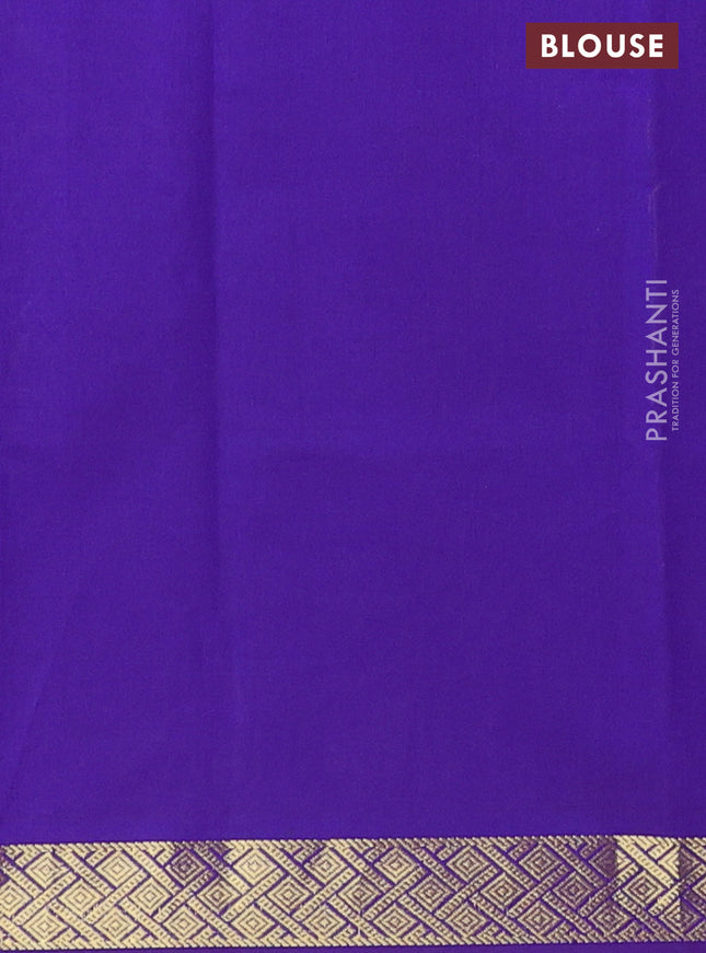 Semi silk cotton saree sandal and violet with plain body and zari woven border