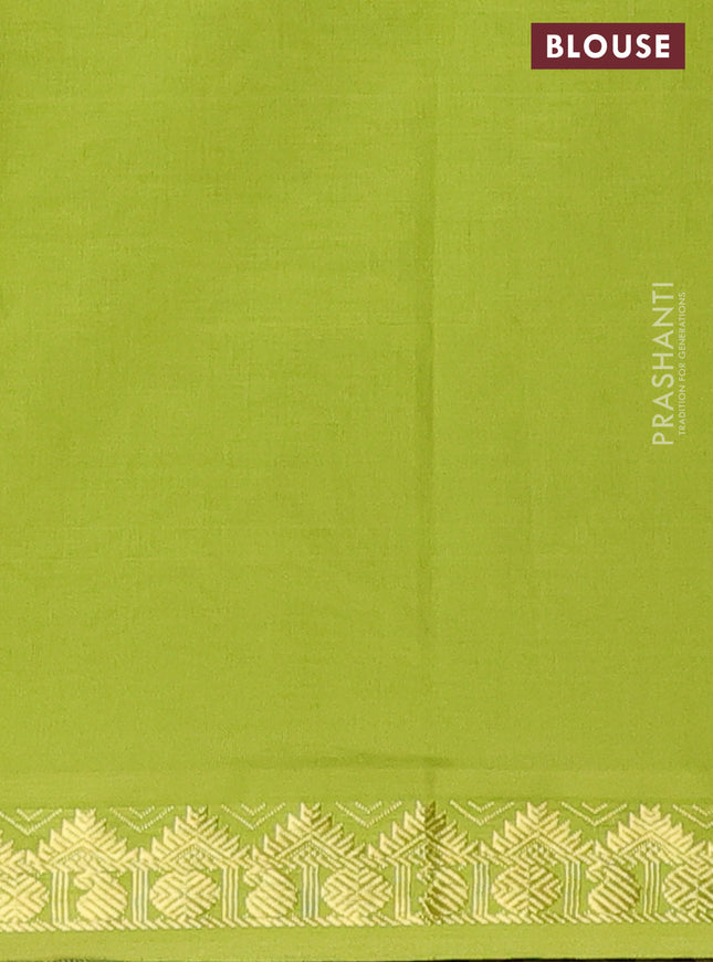 Semi silk cotton saree maroon and light green with plain body and zari woven border