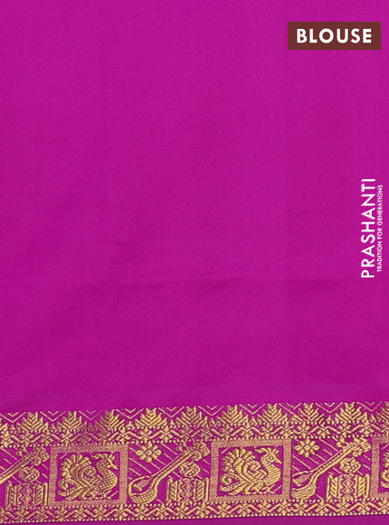 Semi silk cotton saree dual shade of teal blue and purple with plain body and zari woven border