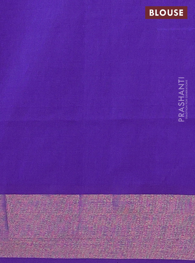 Semi silk cotton saree dual shade of green and blue with zari woven buttas and zari woven border