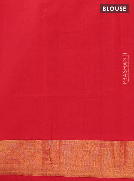 Semi silk cotton saree blue and red with zari woven buttas and zari woven border
