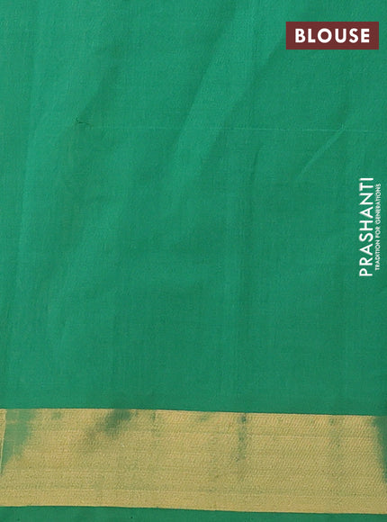 Semi silk cotton saree pale orange and green with zari woven buttas and zari woven border