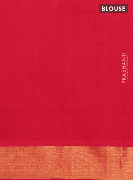 Semi silk cotton saree peacock blue and red with zari woven buttas and zari woven border