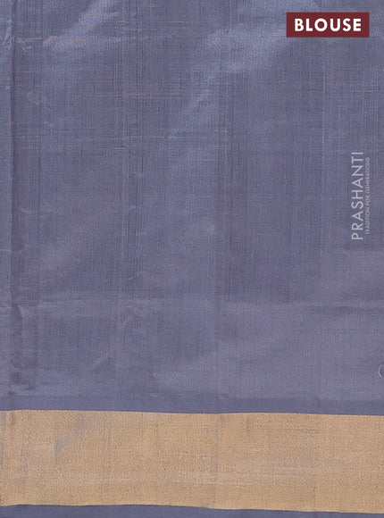 Semi silk cotton saree pink and grey with zari woven buttas and zari woven border