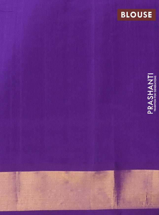 Semi silk cotton saree cs blue and violet with zari woven floral buttas and zari woven border