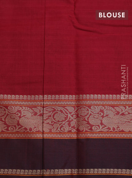 Kanchi cotton saree maroon and deep maroon with thread woven buttas and rettapet thread woven border