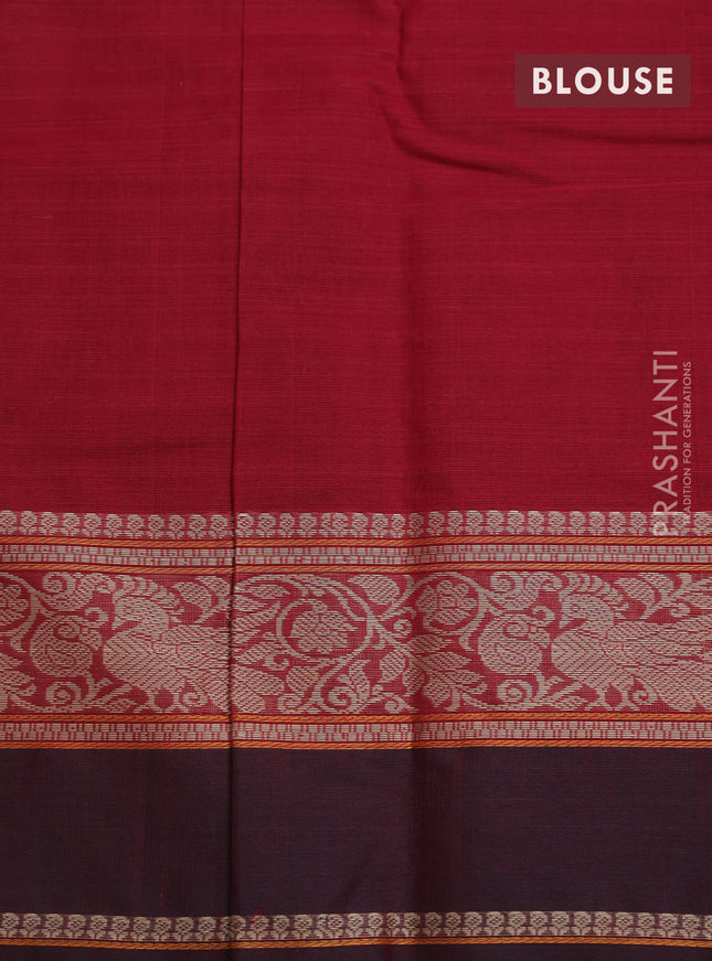 Kanchi cotton saree maroon and deep maroon with thread woven buttas and rettapet thread woven border