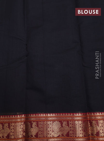 Kanchi cotton saree black and maroon with allover thread checks & buttas and zari woven border