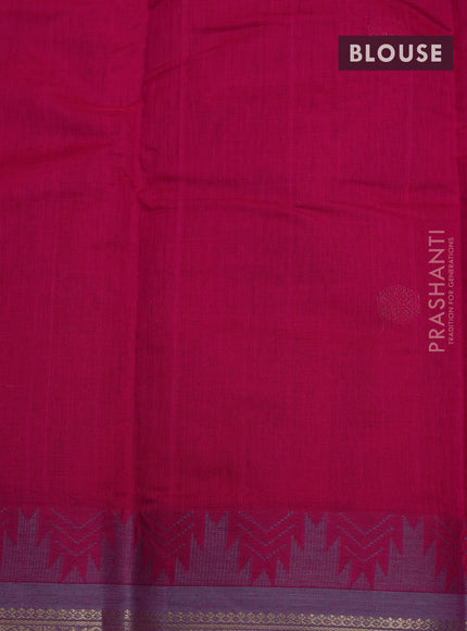 Kanchi cotton saree pink and grey shade with zari woven buttas and temple design