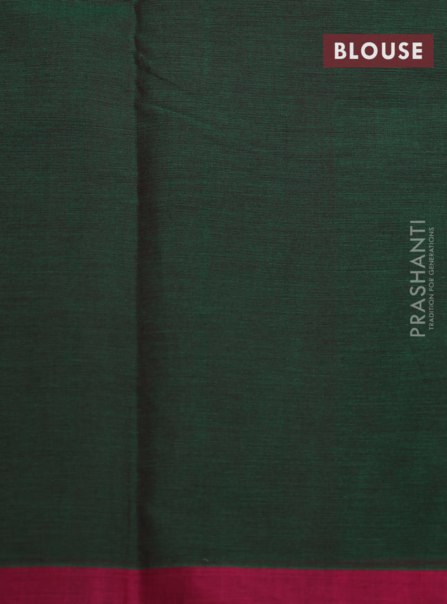 Kanchi cotton saree green and pink with zari woven buttas and simple border