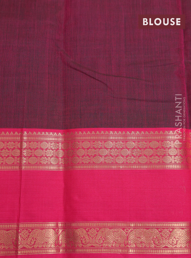 Kanchi cotton saree dual shade of magenta pink and pink with zari woven buttas and zari woven butta border