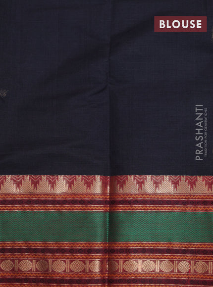 Kanchi cotton saree black and maroon with zari woven buttas and zari woven border