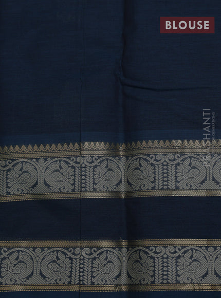 Kanchi cotton saree peacock blue with zari woven buttas and rettapet thread woven border