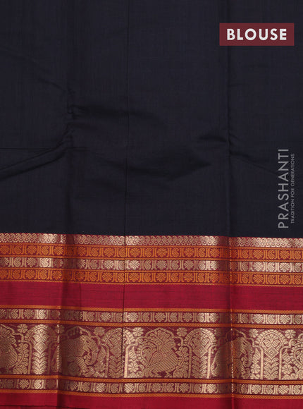 Kanchi cotton saree black and red with allover lakshadeepam weaves and rettapet zari woven border