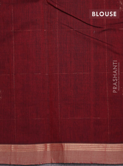 Kanchi cotton saree maroon with allover zari checks & buttas and zari woven border