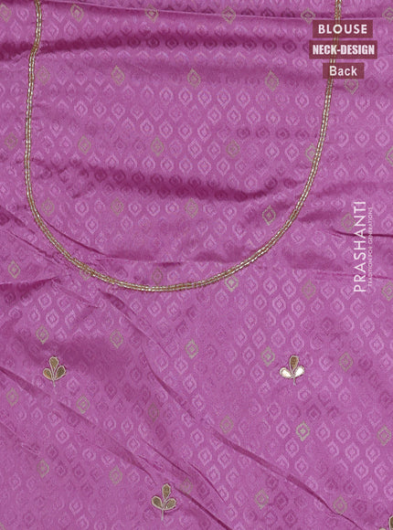 Banarasi silk saree lavender with allover zari woven brocade weaves and zaridosi gotapatti work border