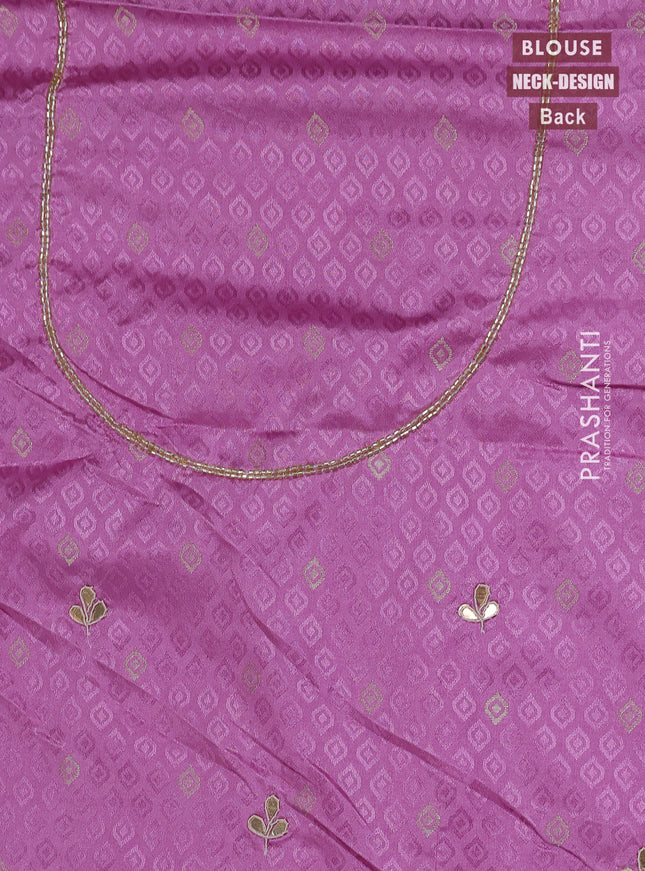 Banarasi silk saree lavender with allover zari woven brocade weaves and zaridosi gotapatti work border