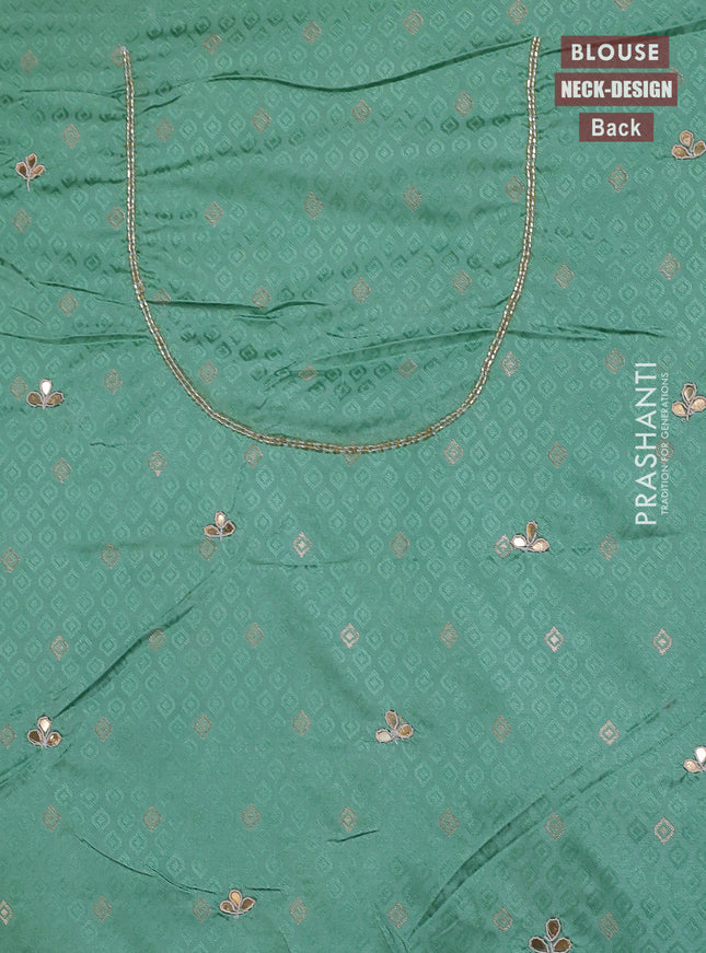 Banarasi silk saree pastel green with allover zari woven brocade weaves and zaridosi gotapatti work border