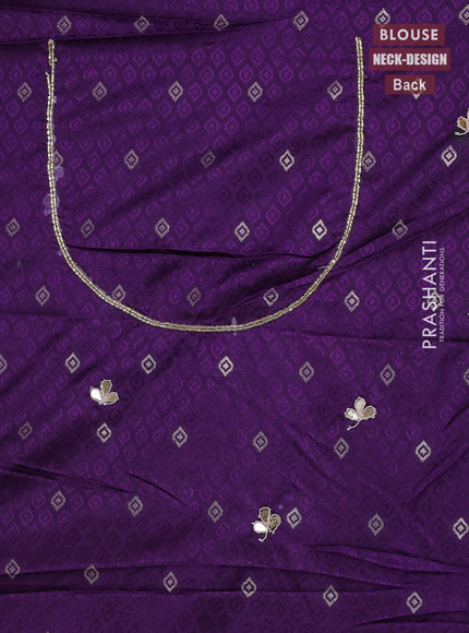 Banarasi silk saree violet with allover zari woven brocade weaves and zaridosi gotapatti work border