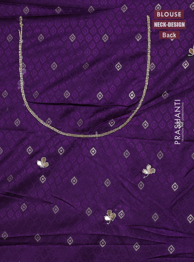 Banarasi silk saree violet with allover zari woven brocade weaves and zaridosi gotapatti work border