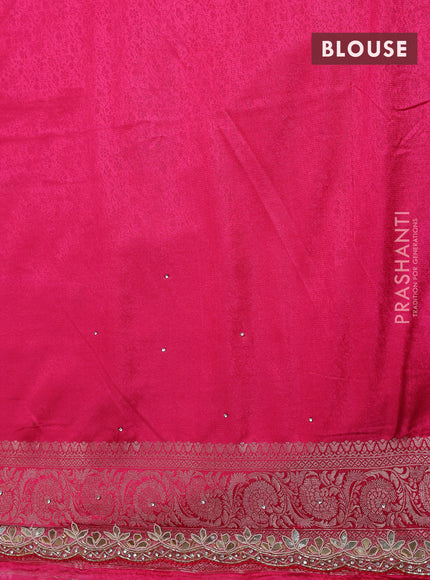 Banarasi silk saree pink with allover zari woven brocade weaves and zaridosi gotapatti work border