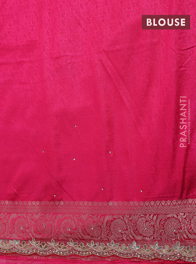 Banarasi silk saree pink with allover zari woven brocade weaves and zaridosi gotapatti work border