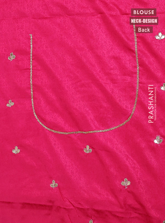 Banarasi silk saree pink with allover zari woven brocade weaves and zaridosi gotapatti work border