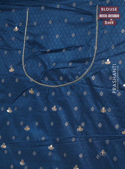Banarasi silk saree peacock blue with allover zari woven brocade weaves and zaridosi gotapatti work border