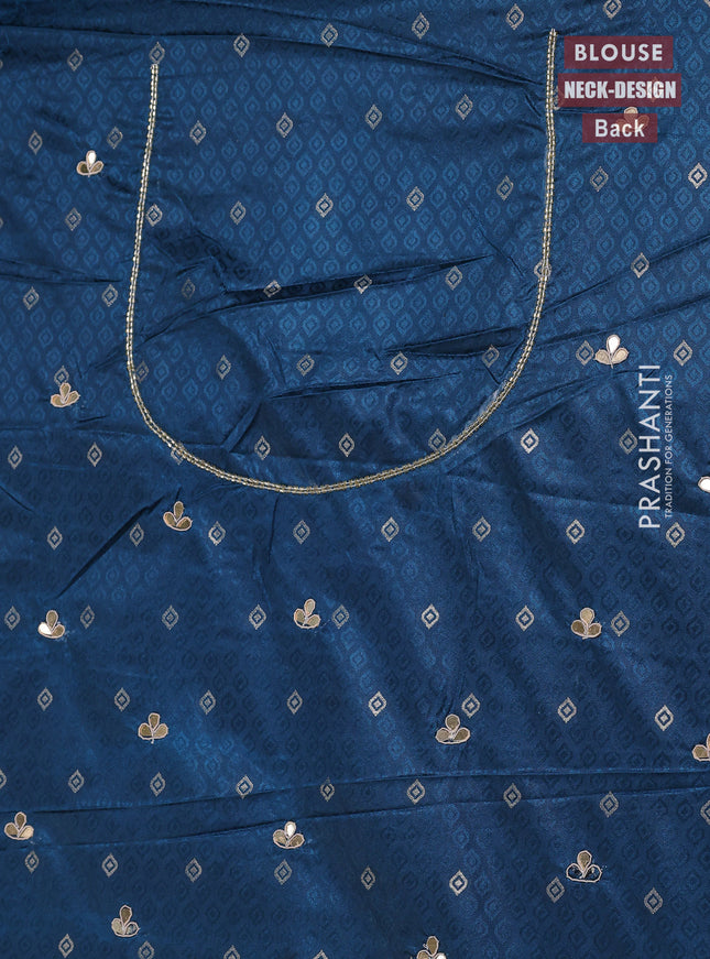 Banarasi silk saree peacock blue with allover zari woven brocade weaves and zaridosi gotapatti work border