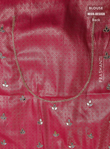 Banarasi silk saree pink with allover zari woven brocade weaves and zaridosi gotapatti work border