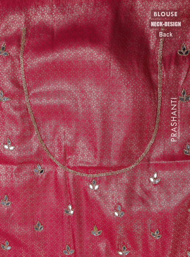 Banarasi silk saree pink with allover zari woven brocade weaves and zaridosi gotapatti work border