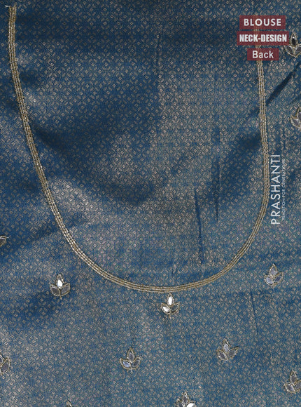 Banarasi silk saree peacock blue with allover zari woven brocade weaves and zaridosi gotapatti work border