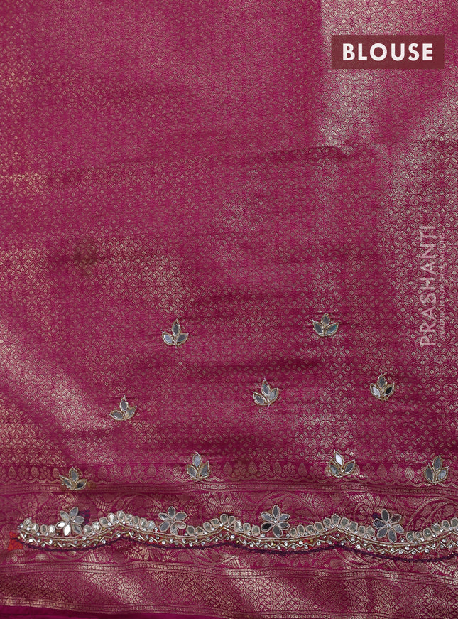 Banarasi silk saree purple with allover zari woven brocade weaves and zaridosi gotapatti work border
