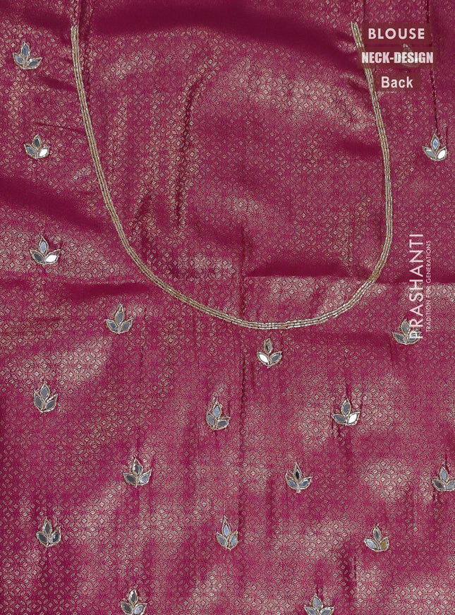 Banarasi silk saree purple with allover zari woven brocade weaves and zaridosi gotapatti work border
