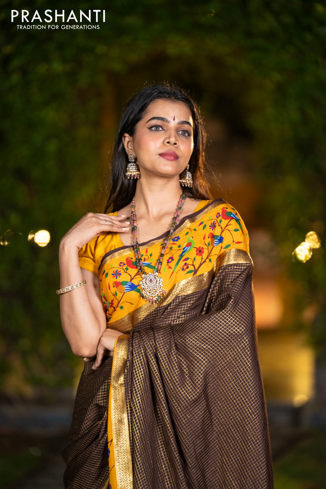 Border Saree Yellow Saree With Oxidised Jewellery Aadvi Boutique