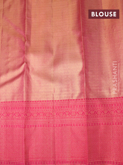 Pure kanchipuram tissue silk saree dual shade of pink with allover zari woven brocade weaves and zari woven border
