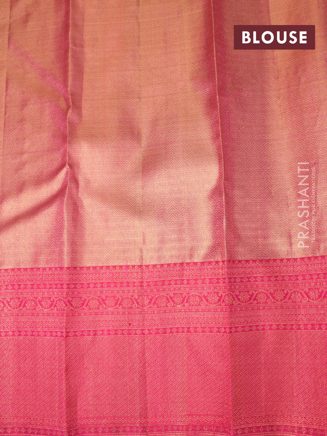 Pure kanchipuram tissue silk saree dual shade of pink with allover zari woven brocade weaves and zari woven border