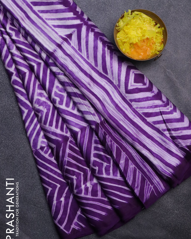 Modal silk saree violet with allover prints and printed border